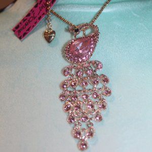 Nwta: Pink Crystal Peacock Necklace